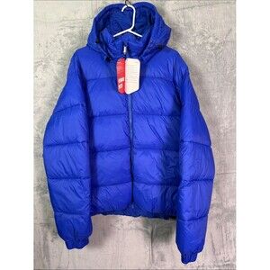 NWT New Comfrt Electric Blue Hooded Oversized Puffer Jacket Size Large